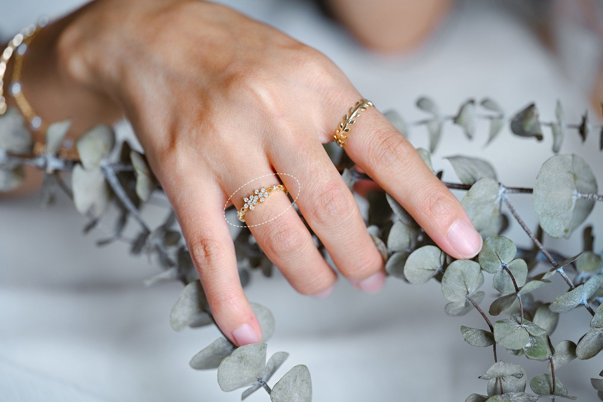 4pcs CZ Pave Flower Ring, Modern Style Ring, Fashion Rings, Dainty Rings, Adjustable Ring (#JZ-001-B1)